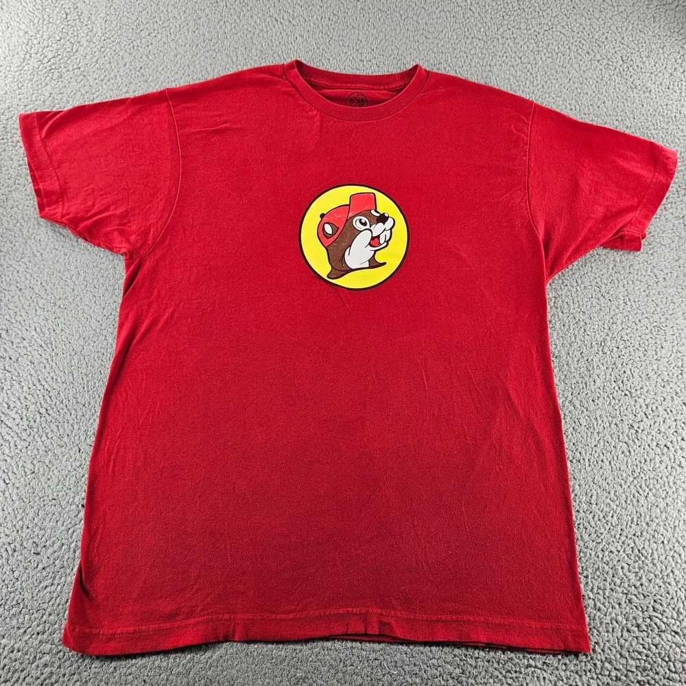 Bucees Shirt Mens Large Red Graphic Tee Logo Cotton Casual Travel‎ Short Sleeve
